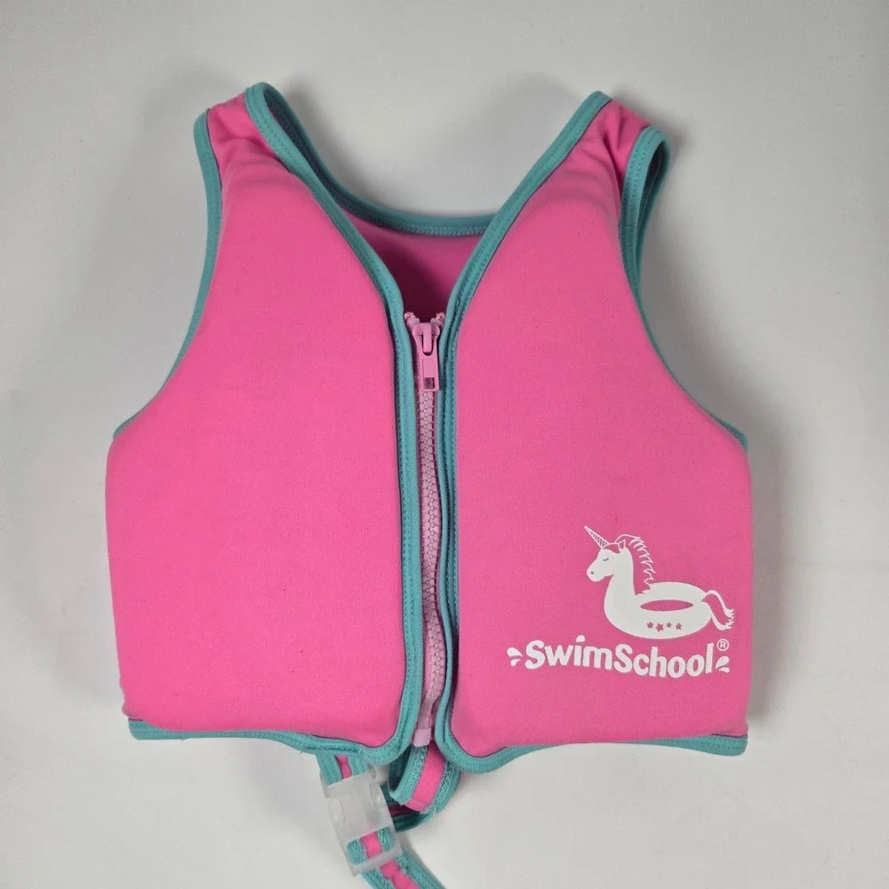 SwimSchool Swim Training Vest Girls S/M 2-4 Pink Flotation Safety Life Jacket